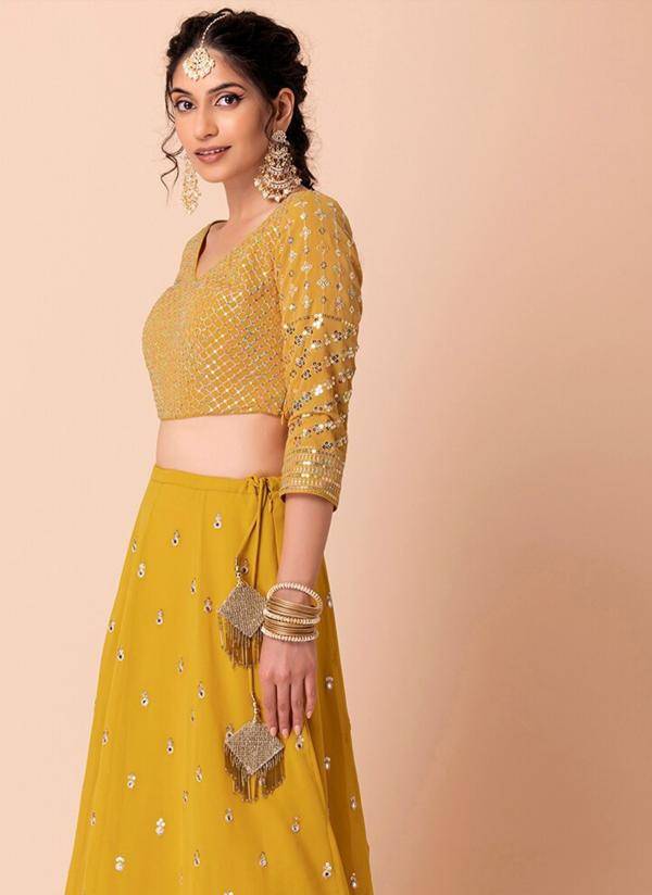 Zeel Clothing vol 27 georgette Yellow Traditional Bengali lehenga choli in Kolkata
